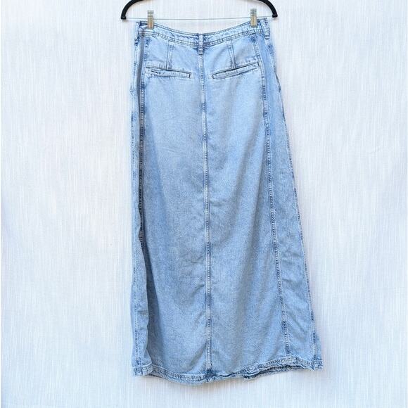Anthropologie Pilcro Blue Denim Slouchy Trouser Midi Maxi Skirt, size 6 - Picture 2 of 9